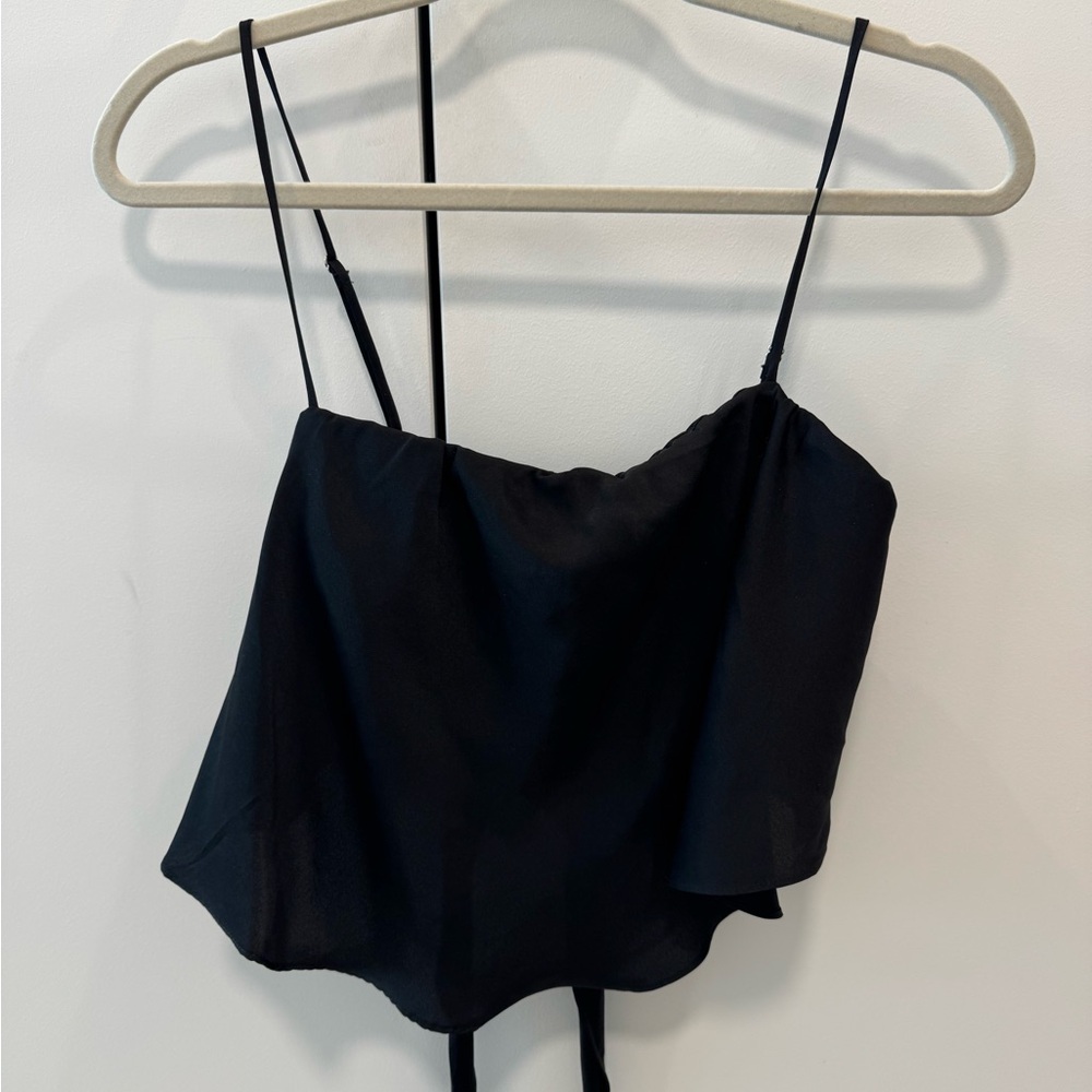 Astr Black Asymmetrical Tie Front Camisole